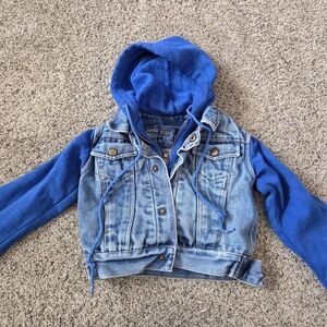 Vintage 90s Electric Kids Blue Denim Kids Jacket with Hood